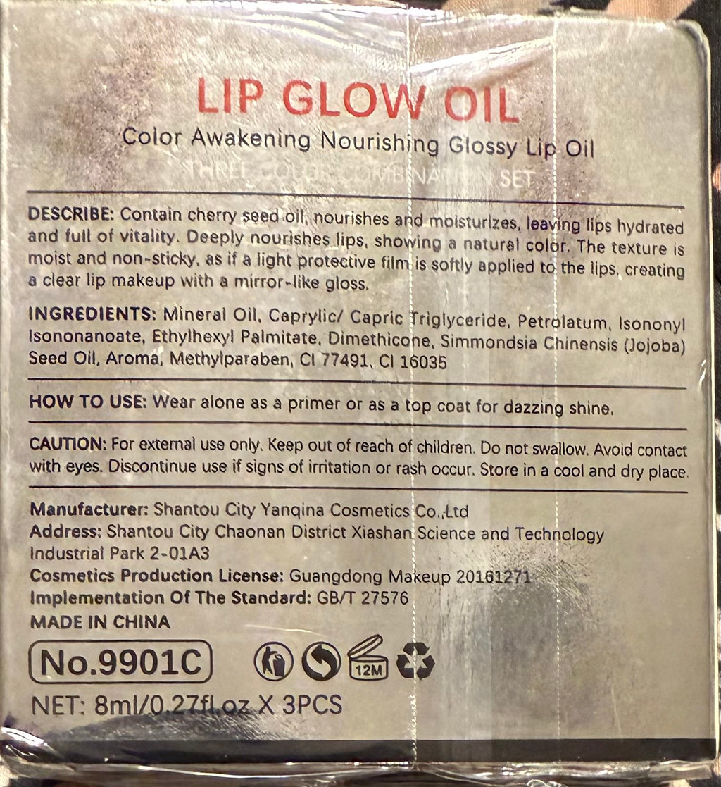 Lip Glow Oil Trio - Cherry Red, Soft Pink & Clear